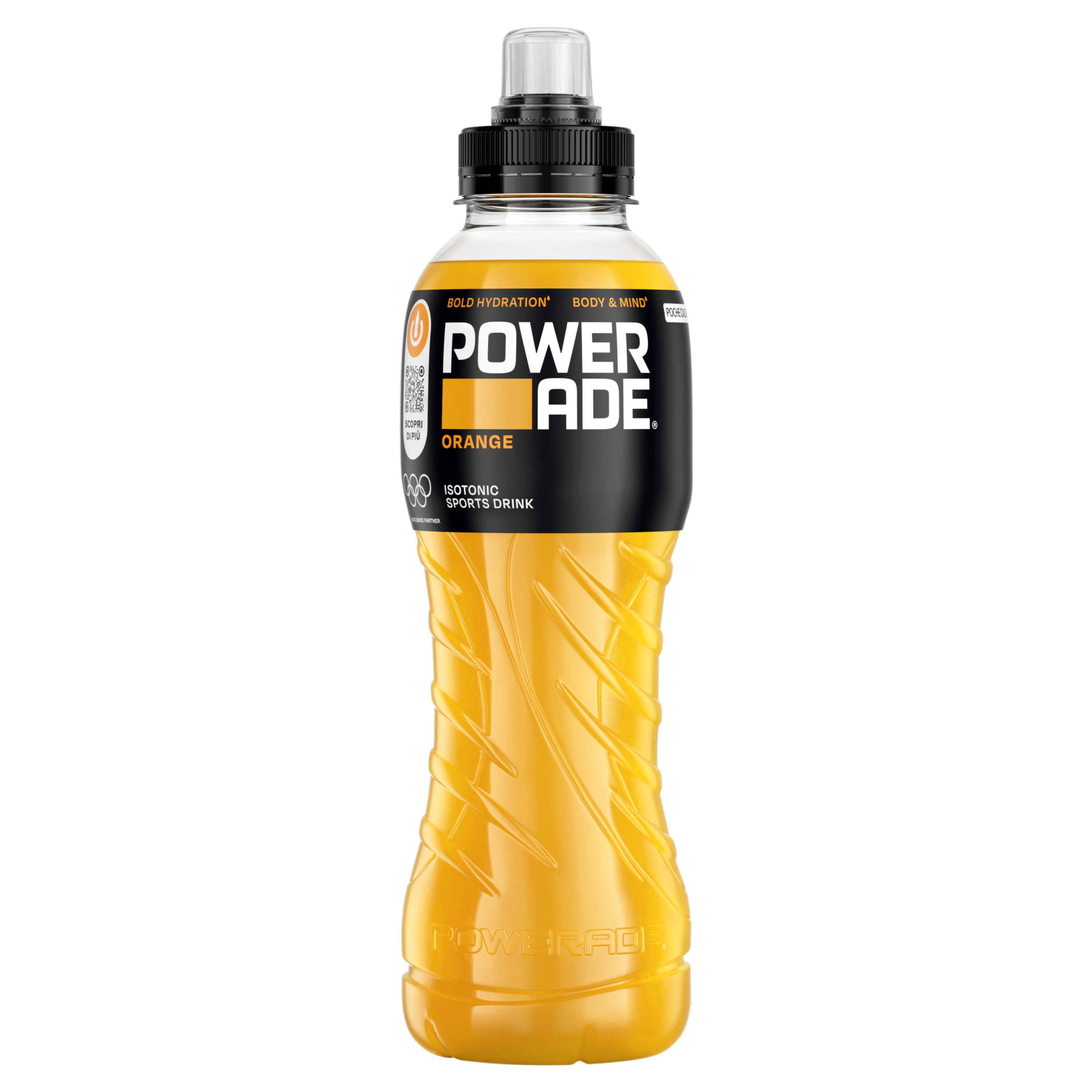 Una bottiglia di Powerade Orange.