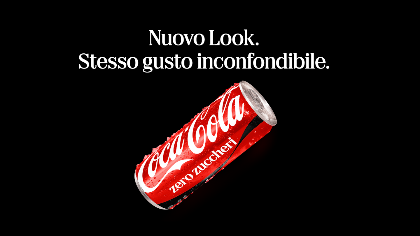 lattina di coca-cola zero zuccheri, nuovo look stesso gusto inconfondibile icons