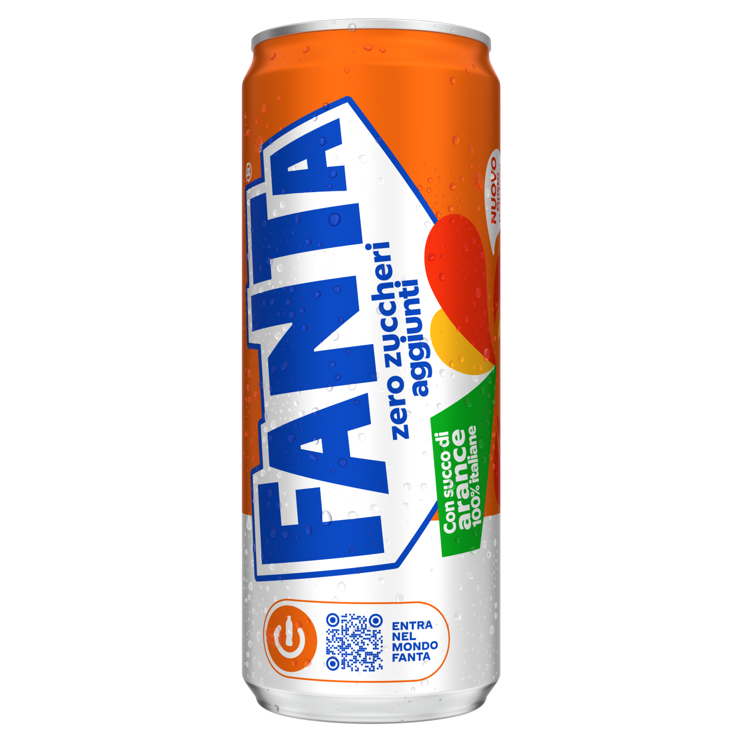 Una lattina di Fanta Zero Zuccheri Aggiunti.