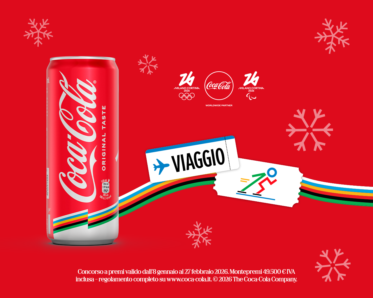 lattina su sfondo rosso con due card una su scritto viaggio e una con un omino disegnato