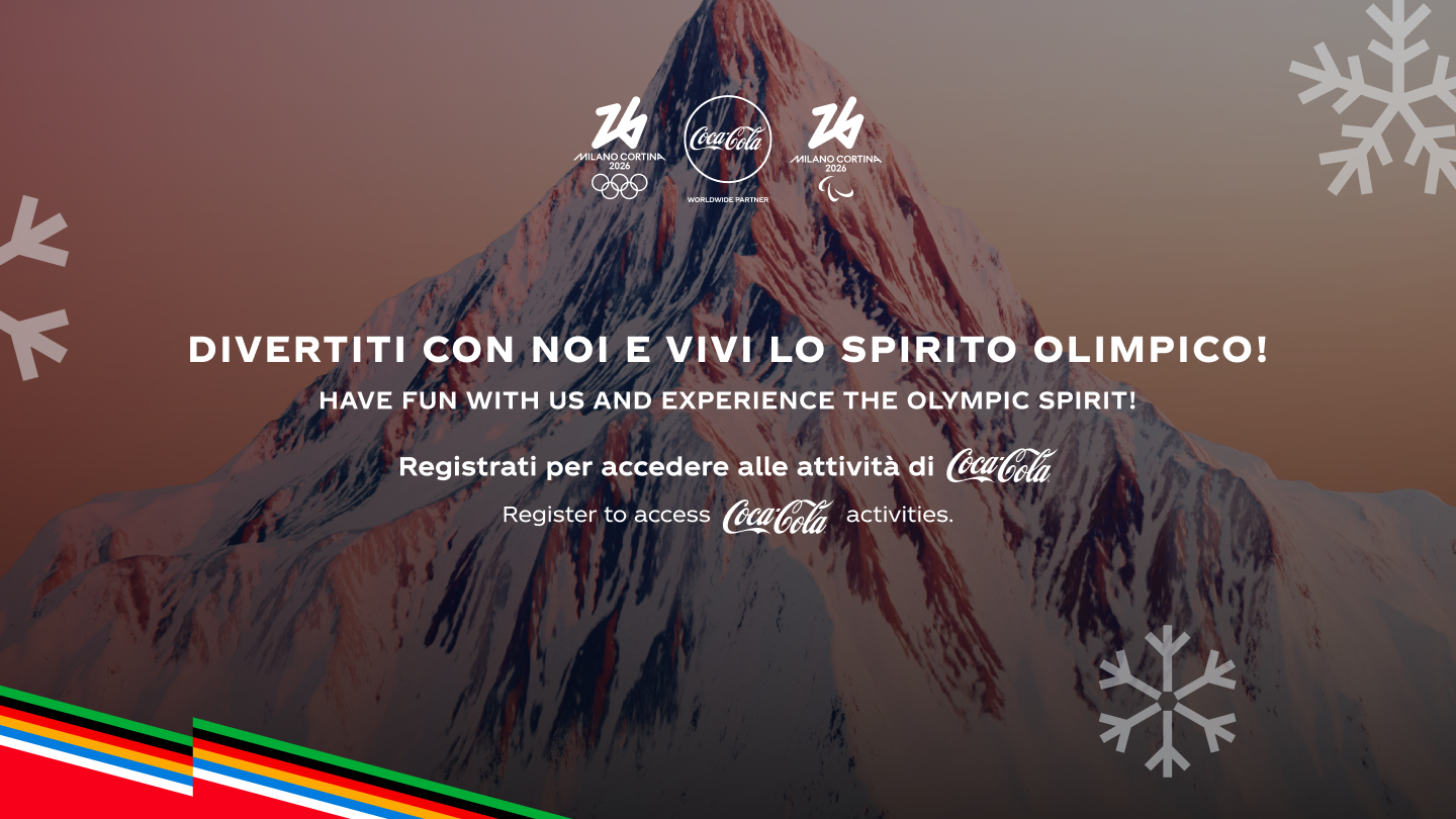 divertiti con noi e vivi lo spirito olimpico su sfondo di uma montagna