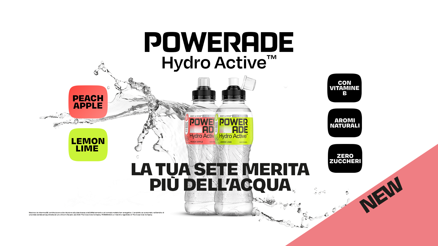 Active Water nelle bottiglie peach e lemon con slogan la tua sete merita di più