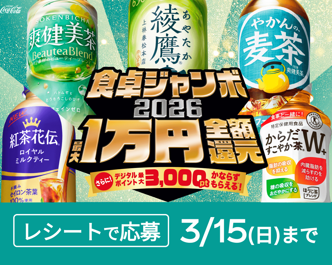 抽選で最大1万円全額還元と必ずもらえる 最大3,000pt！