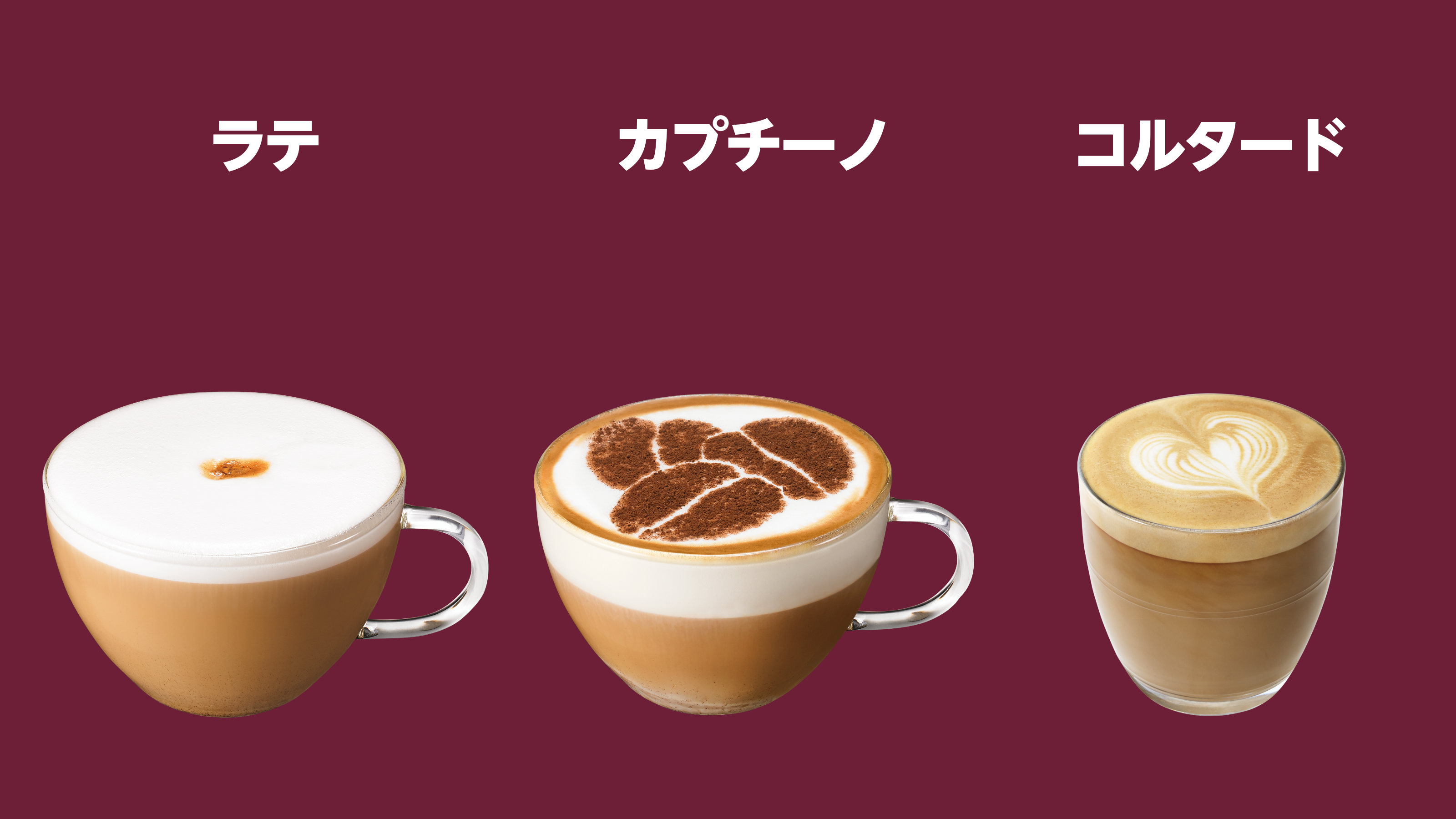 ラテ,カプチーノ,コルタード