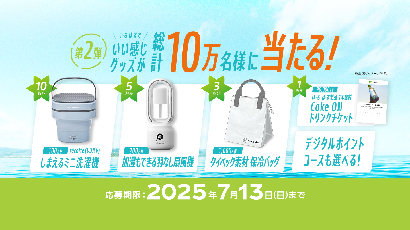 い･ろ･は･すでいい感じグッズなど総計10万名様に当たる！