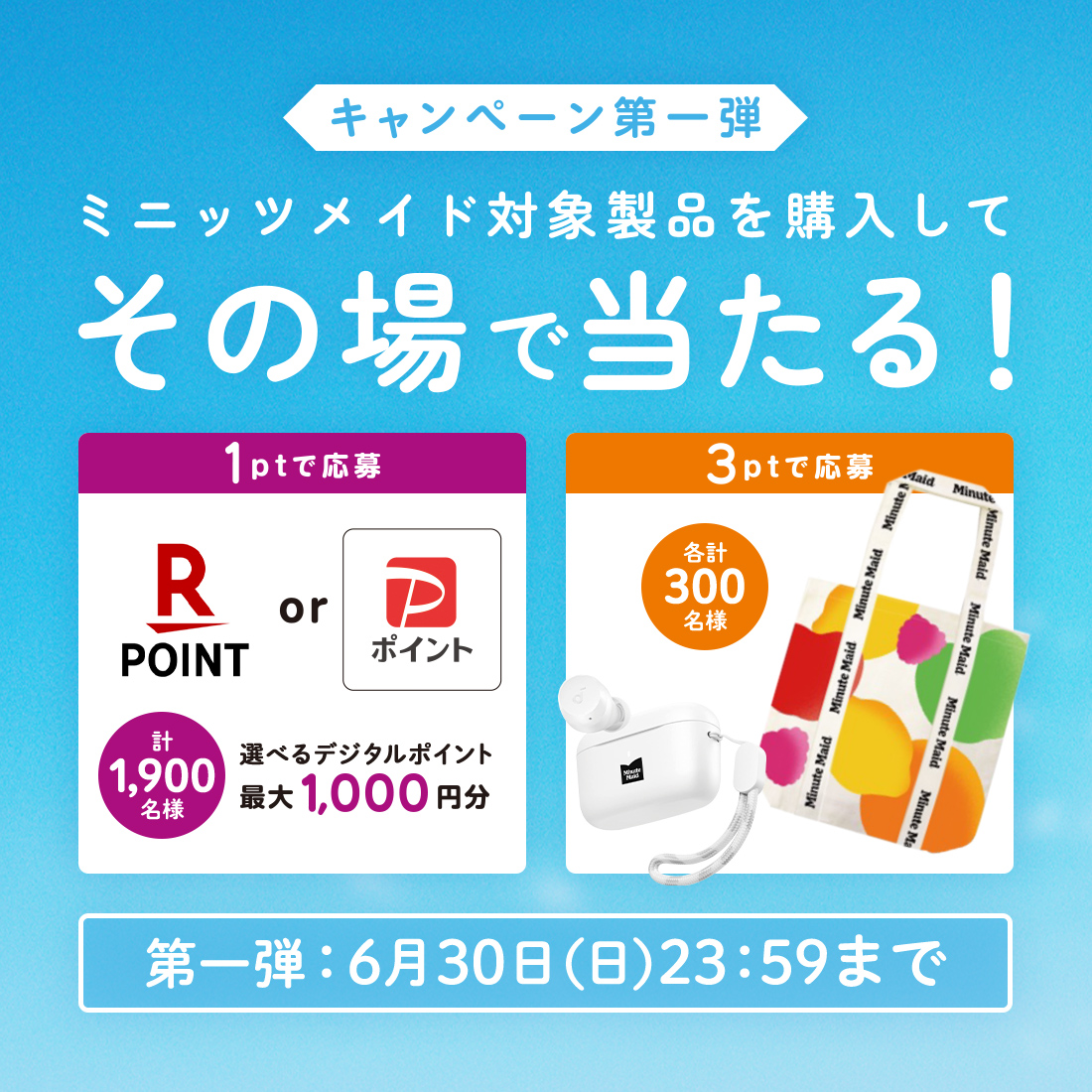 キャンペーン第1弾 ミニッツメイド対象製品を購入してその場で当たる！