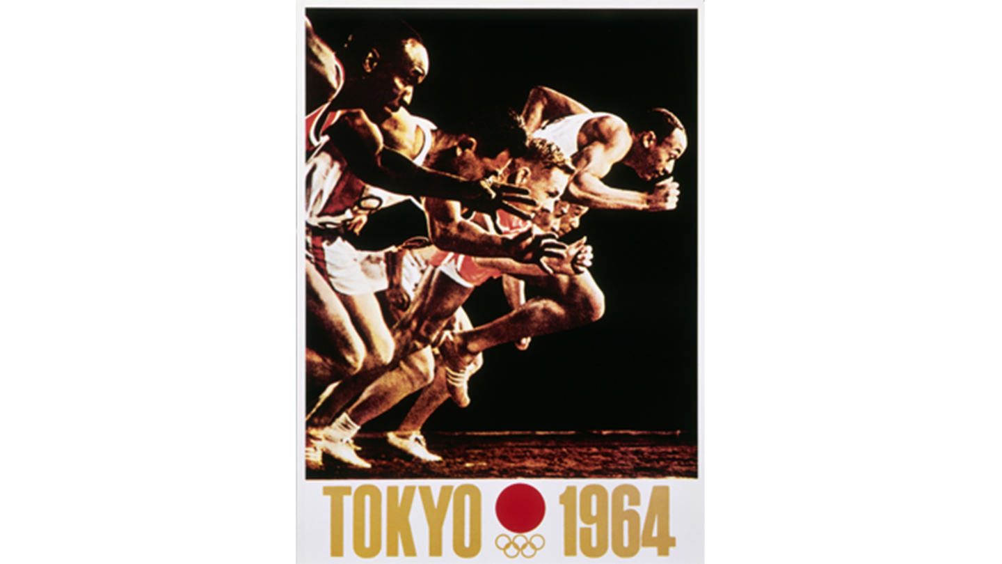 東京1964オリンピックの公式ポスター第2号 デザイン＝亀倉雄策、撮影＝早崎治、フォトディレクション＝村越襄 画像提供=アフロ