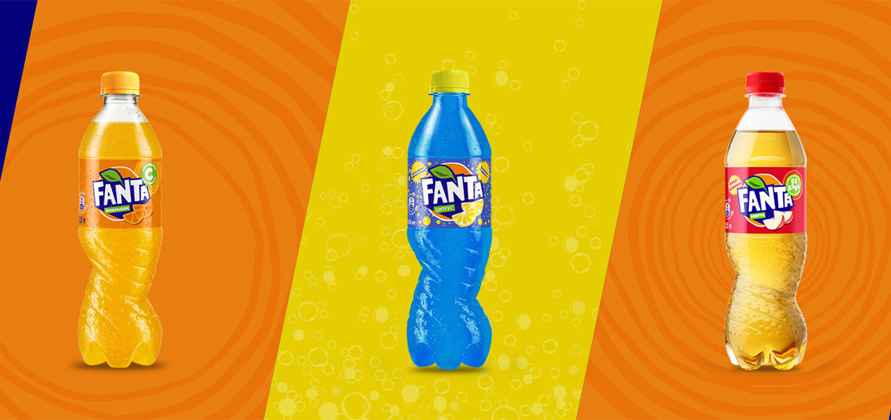 Бутылки с напитком Fanta разных вкусов