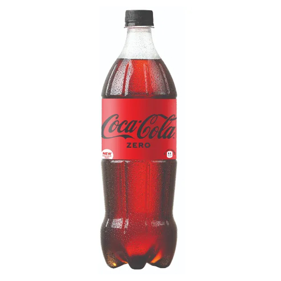 Cold bottle of Coca-Cola Zero Sugar