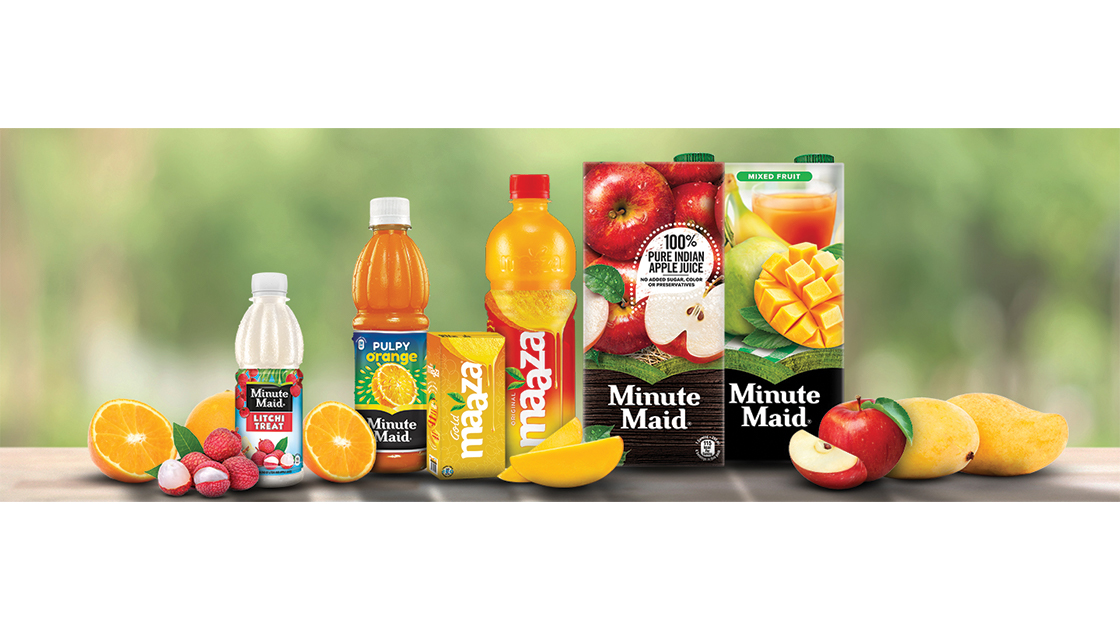 A selection of minute maid cartons of juice, fanta, maaza and minute maid drink bottles 
