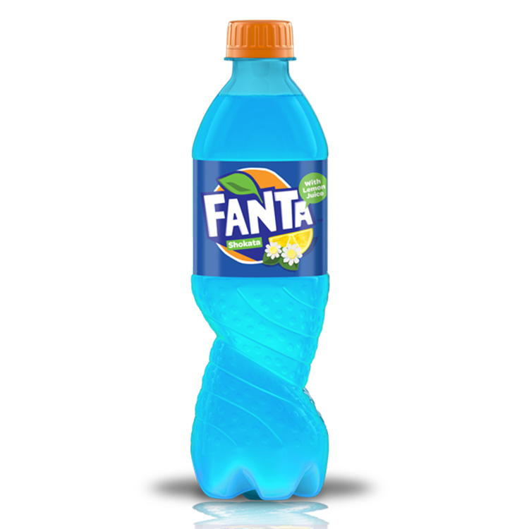 gāzēts bezalkoholisks dzēriens fanta shokata ar citronu un plūškoka ziedu garšu
