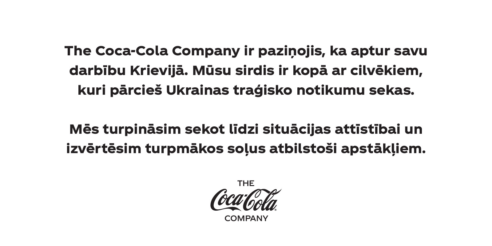 the coca-cola company aptur savu darbību krievijā