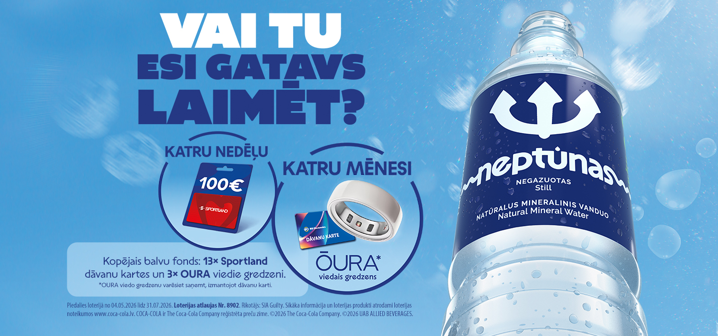 Reklāma “Neptūnas” minerālūdenim ar balvu izlozi.
