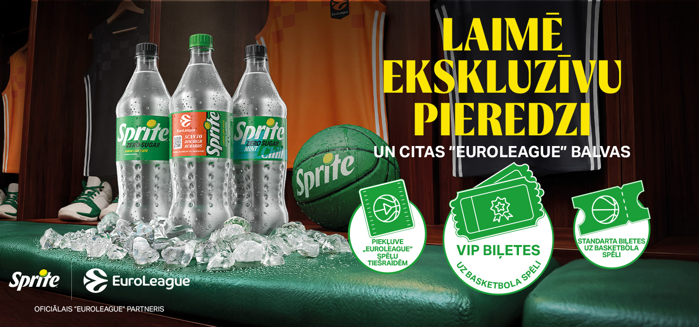 Sprite EuroLeague kampaņa ar VIP biļešu un basketbola balvu izlozi.