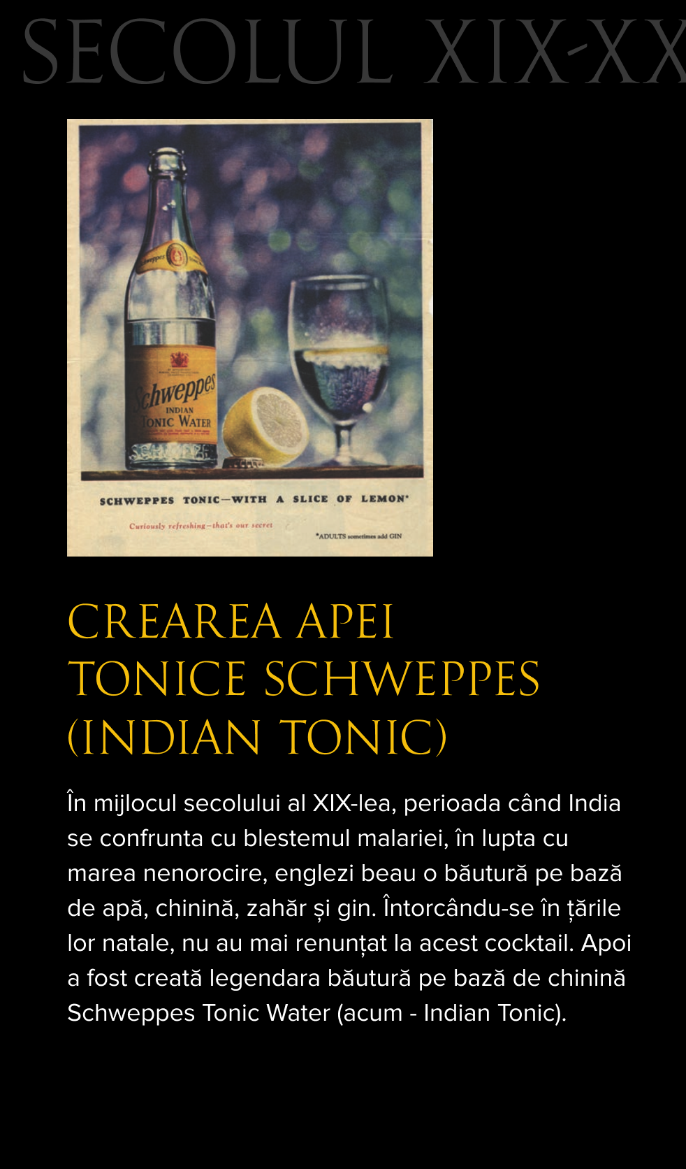 Afis vechi cu Schweppes Tonic Water