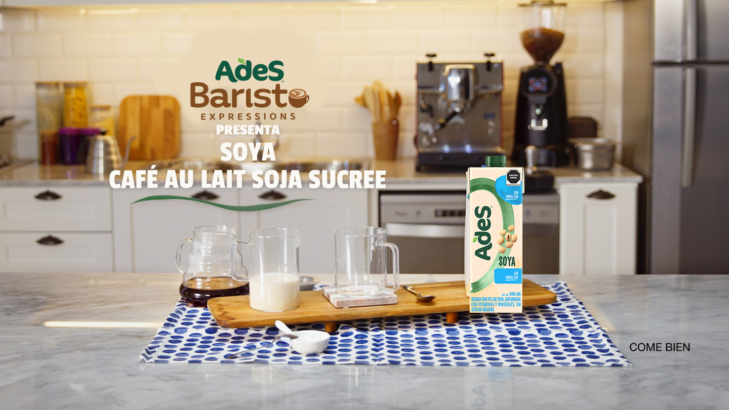 Ades Barist Expressions, Café au Lait Soya Sucrée con Ades Soya. Come bien