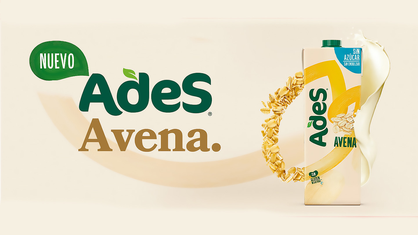 Nuevo Ades Avena. Botella de litro de Leche Ades Avena.