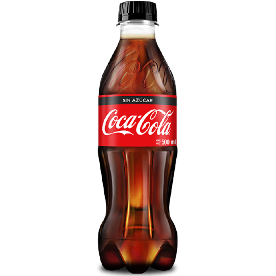 Envase de Coca Cola sin azúcar con información nutricional