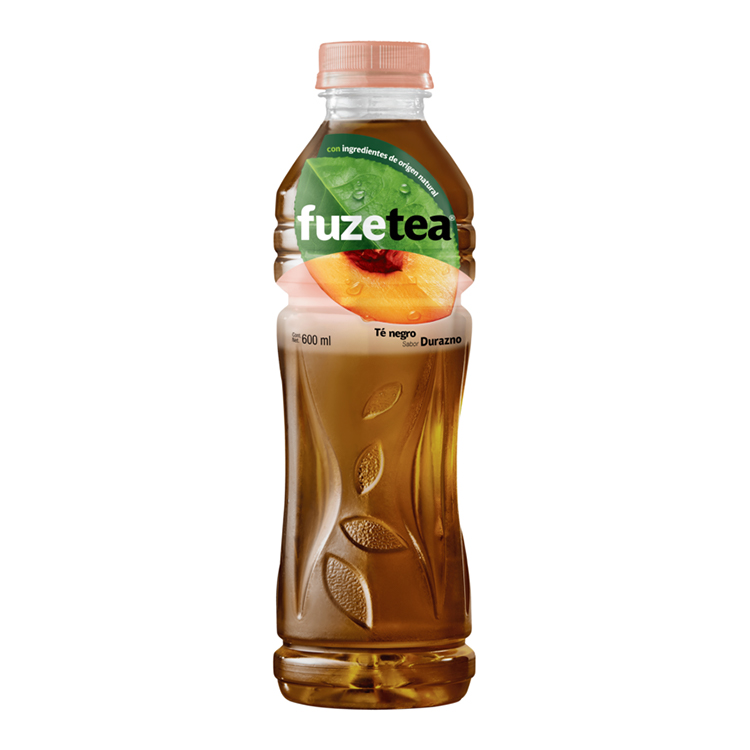 Envase de Fuze Tea sabor Durazno. Té de Frutas y Hierbas.