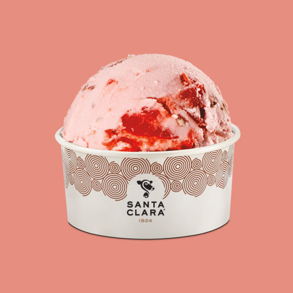 Vaso con Bola de Helado de Cereza Nuez Santa Clara 100% Leche de Vaca 