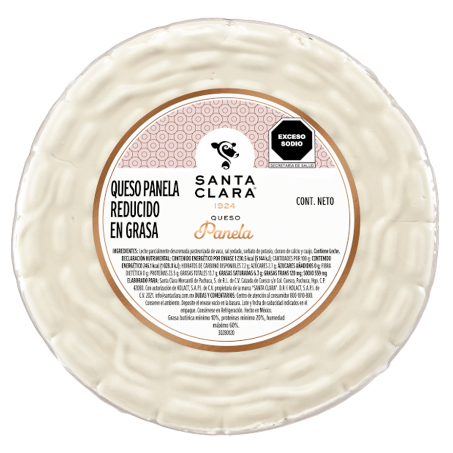 Queso panela Santa Clara. Reducido en grasa en empaque