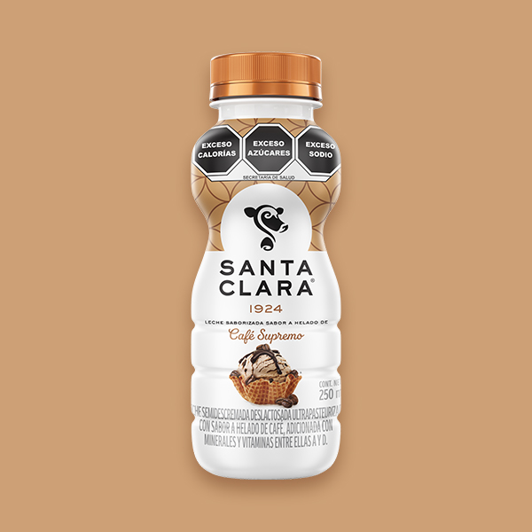 Envase de Leche Saborizada Santa Clara de Café Supremo de 250 mililitros.