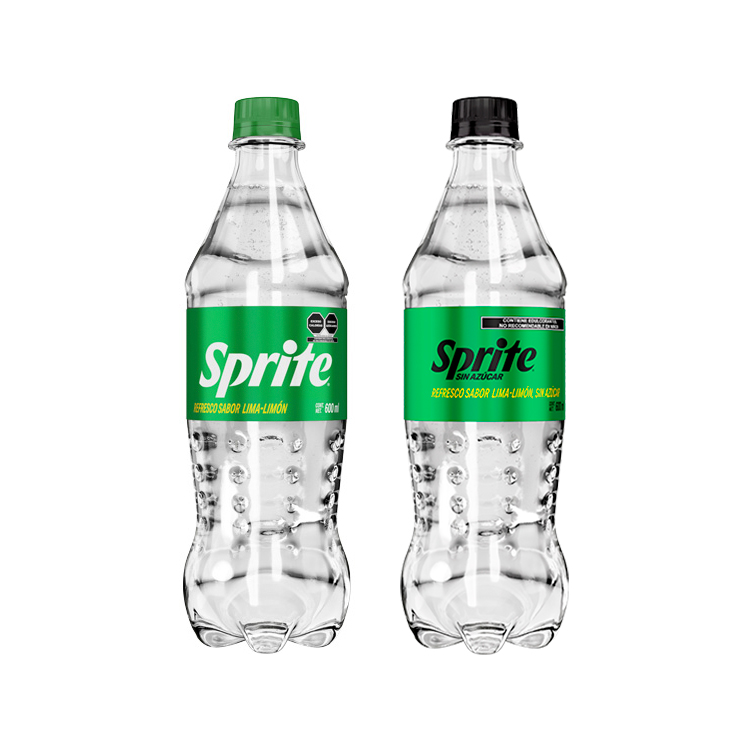 Botellas 500 cc Sprite nuevo sabor lima limón original y sin azúcar. 