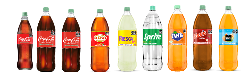Refrescos mexicanos embotellados: Coca-Cola, Mundet, Fresca, Sprite, Fanta, Escudo y Lift.