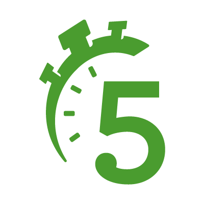 Isologo de un reloj con el número cinco adentro.