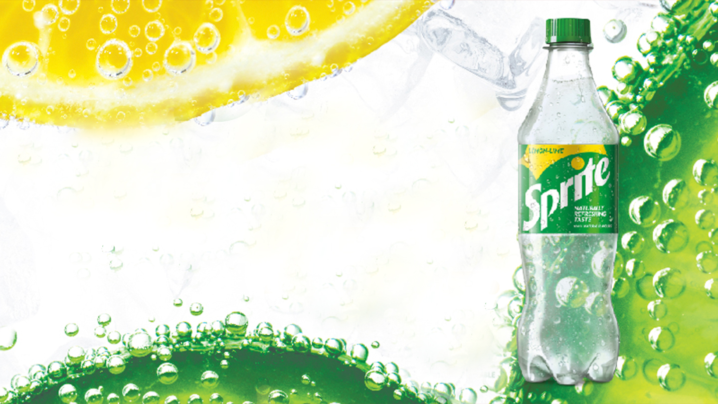 banner botol sprite bertulis segar lit lit dengan lemon dan limau