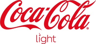 Rood Coca-Cola Light-logo in cursief, sierlijk lettertype op een witte achtergrond.