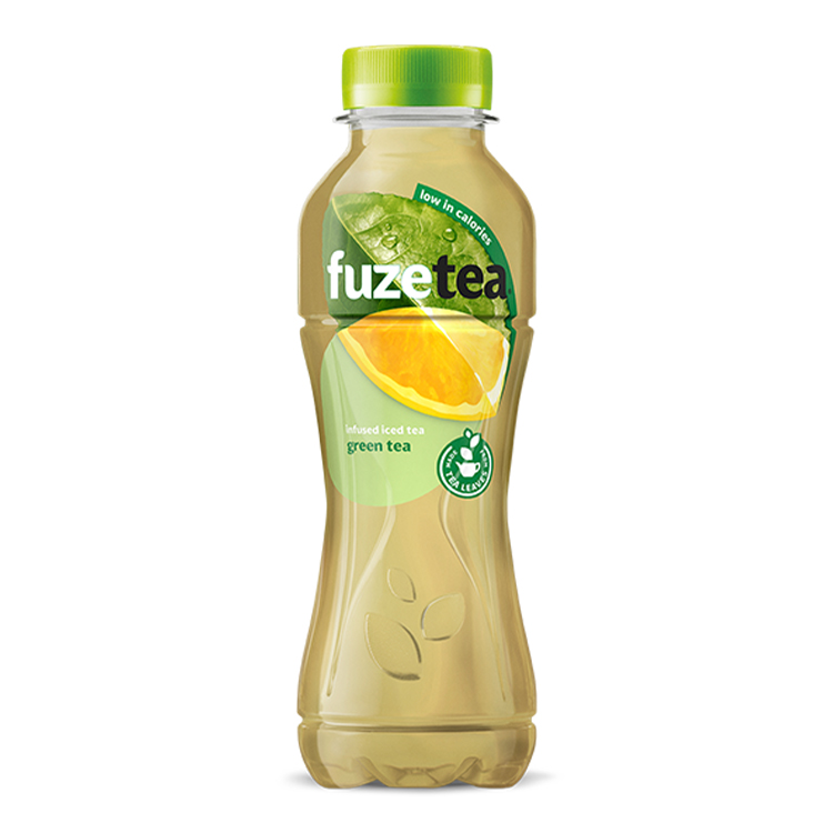 Een flesje Fuze Tea green tea