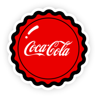 Rood rond embleem met het witte Coca‑Cola‑logo in het midden