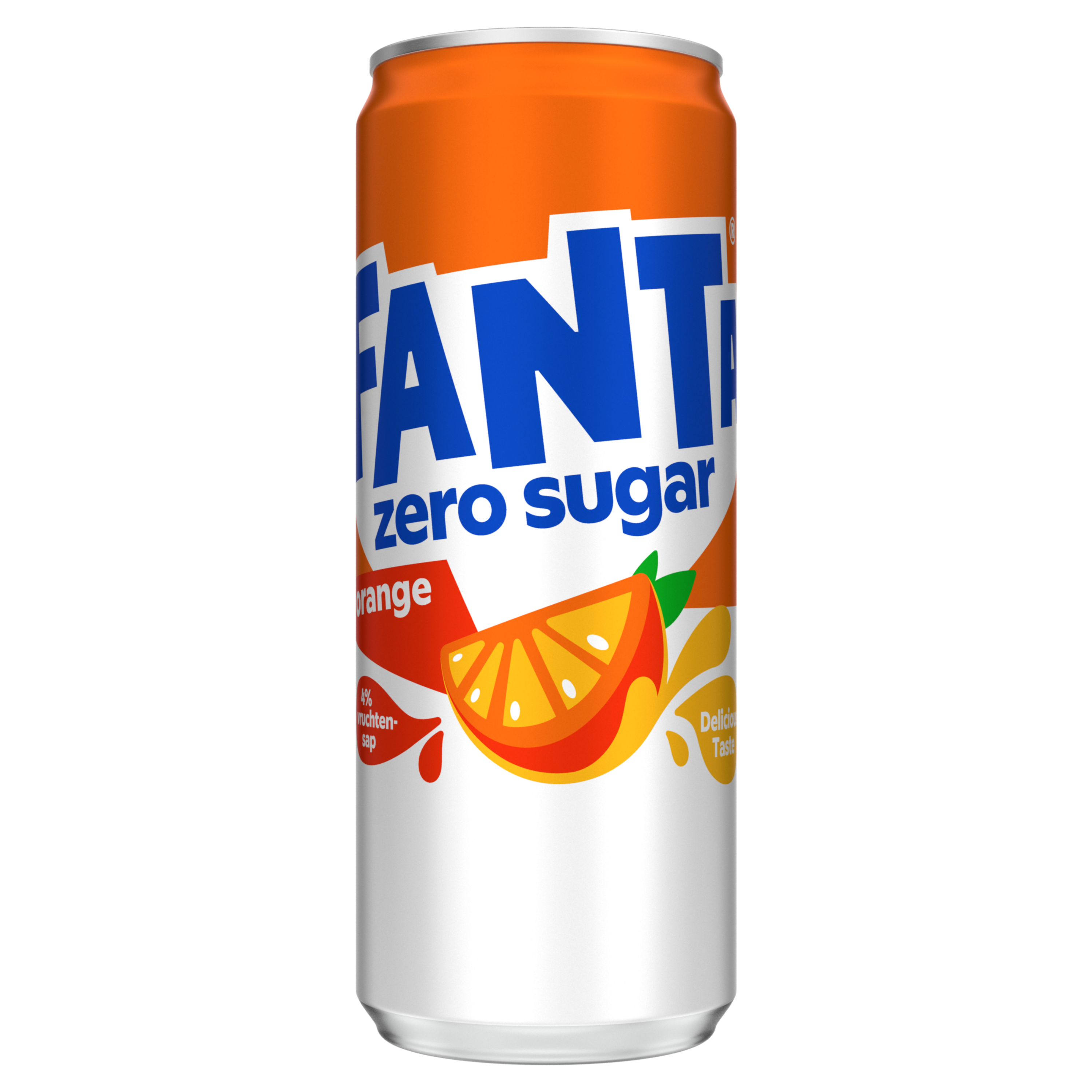 Afbeelding van een gele kunststof fles Fanta sinaasappel Zero Sugar frisdrank van 1,5 liter, met een transparante dop en een oranje etiket waarop het Fanta-logo, de tekst "zero sugar" en een afbeelding van een sinaasappel te zien zijn.