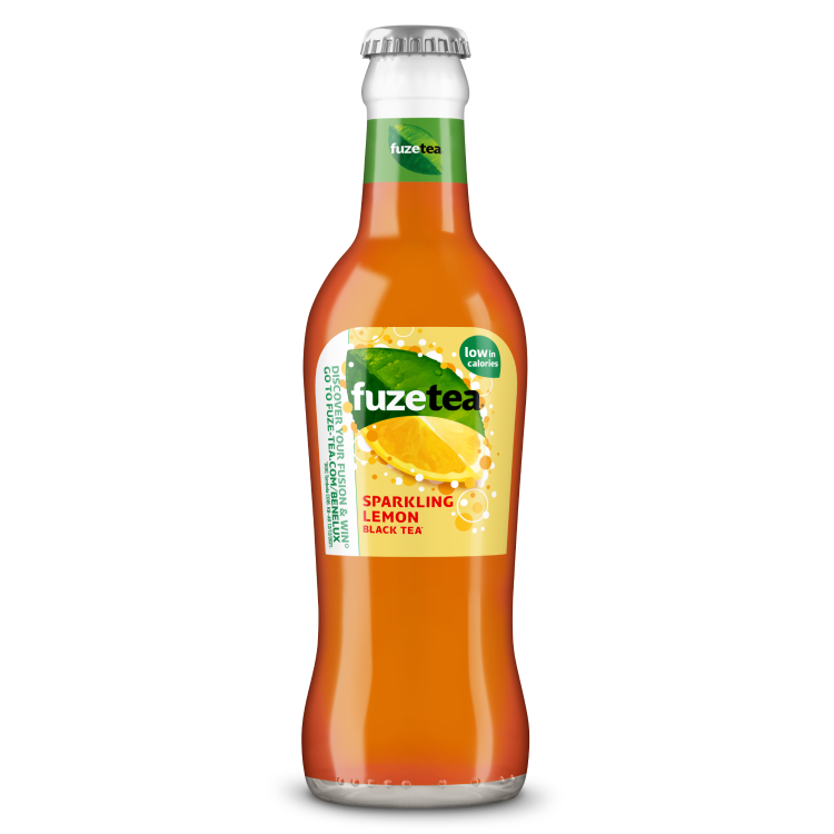 Een flesje Fuze Tea sparkling tea