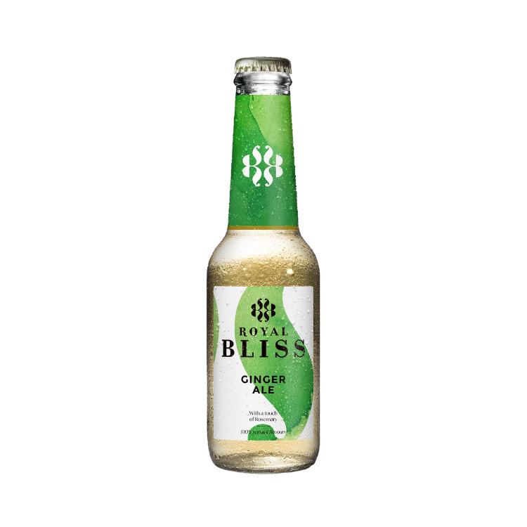 Een fles Royal Bliss irreverent ginger ale tonic water