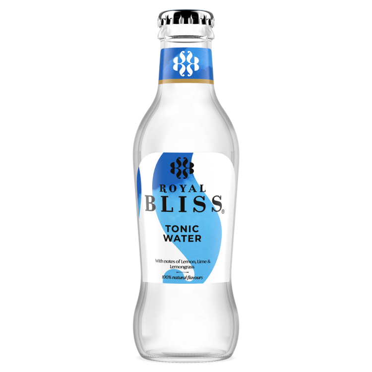 Een fles Royal Bliss Tonic Water with notes of Lemon, Lime & Lemongrass