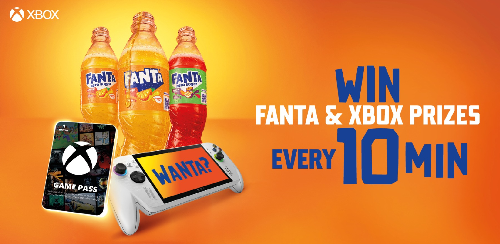 Fanta Xbox mot oransje bakgrunn