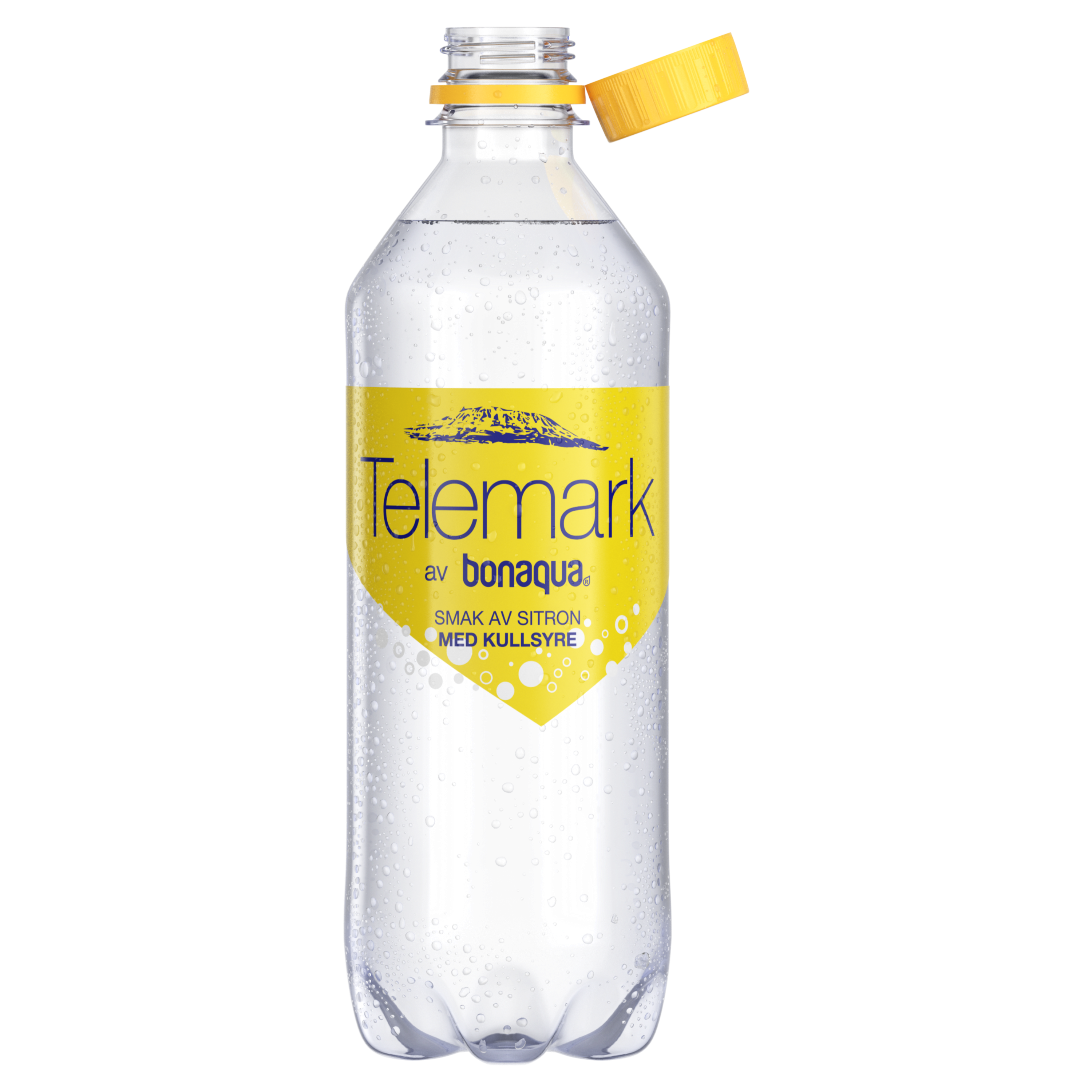 En plastflakse med bonaqua sitronsmak. 