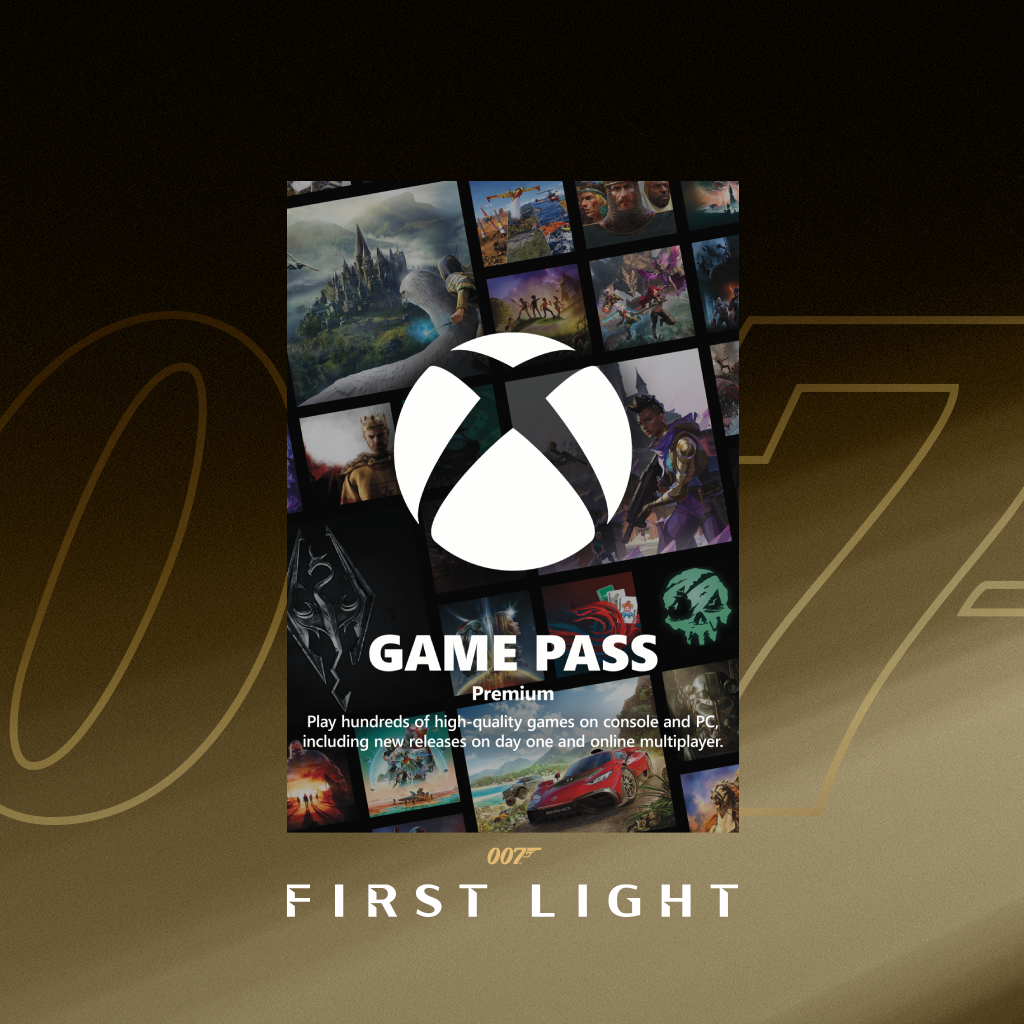 Xbox Game Pass på brun og svart 007 bakgrunn