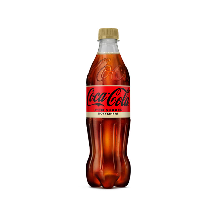 En plastflaske med Coca-Cola, variant uten sukker og koffein.