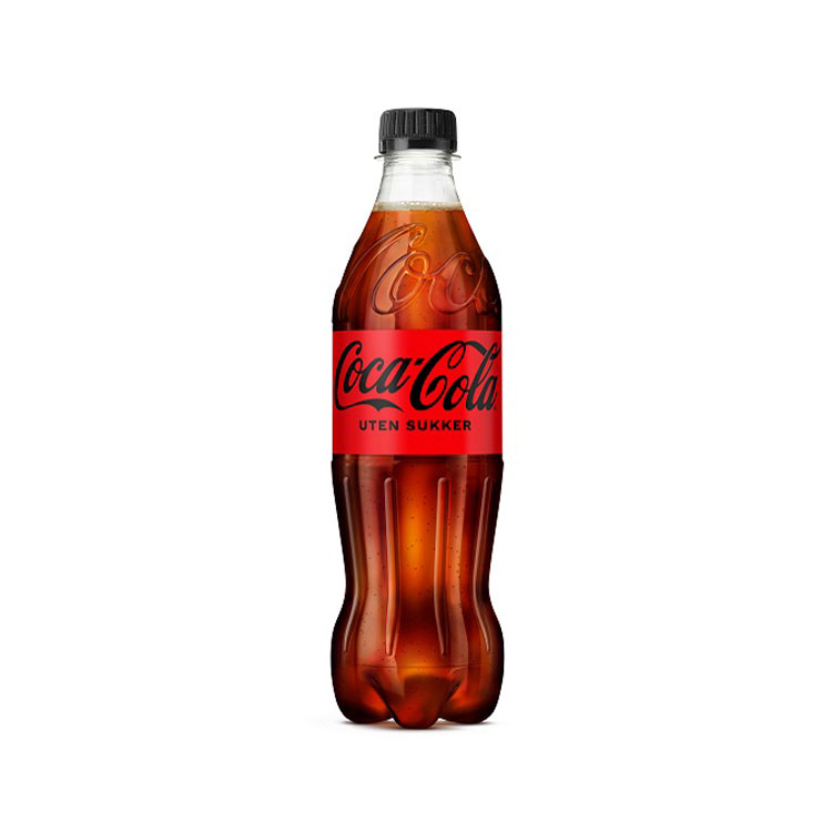 En plastflaske med Coca-Cola, sukkerfri variant