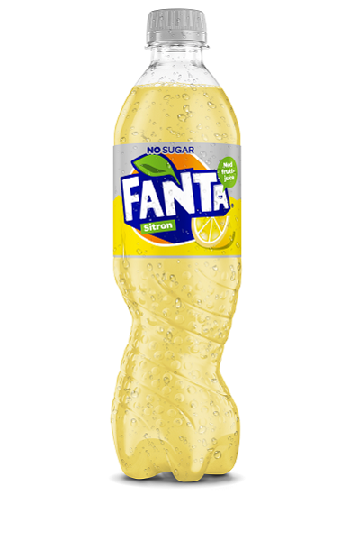 Fanta-plastflasken, sitron uten sukker