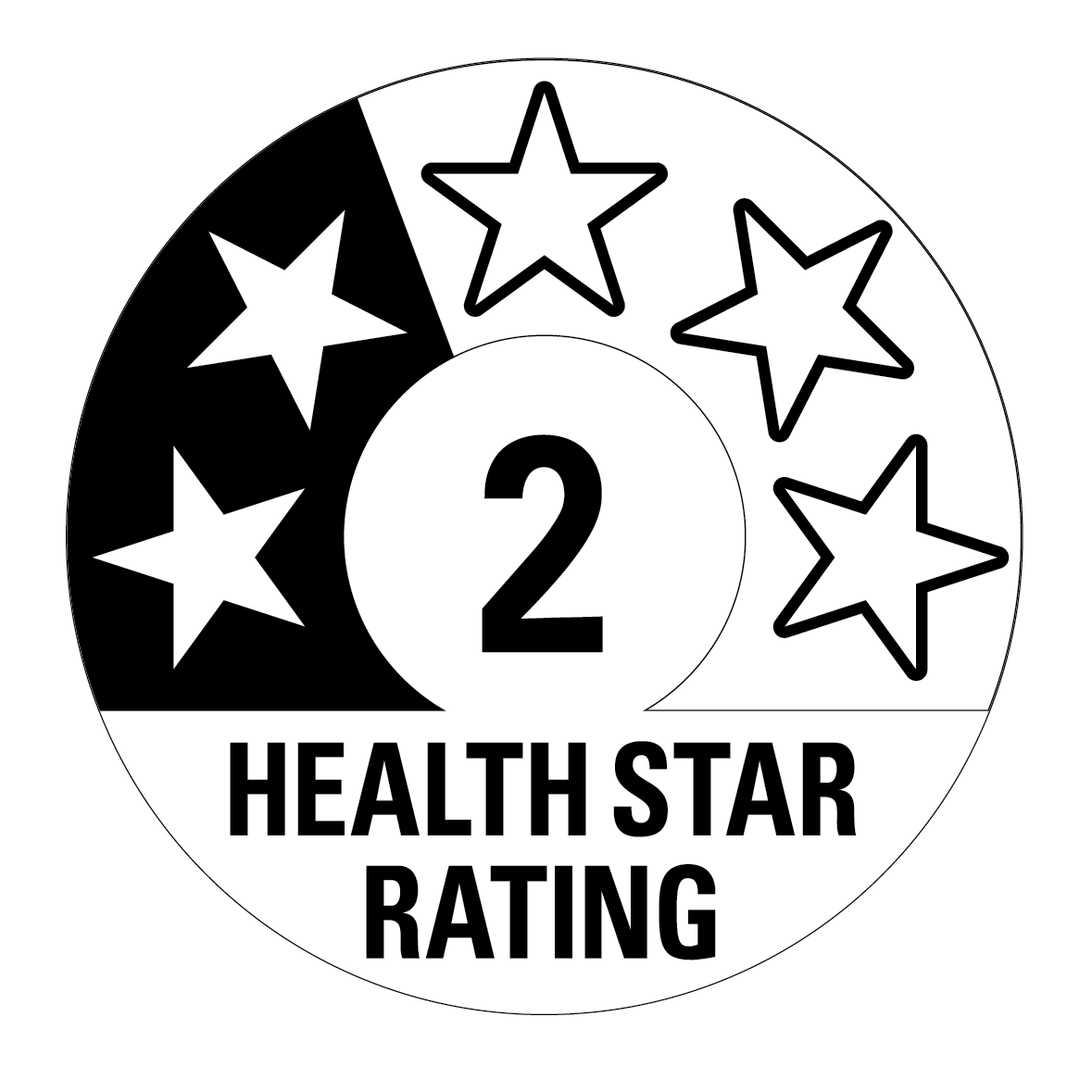 Health Star Rating displaying a 2 rating