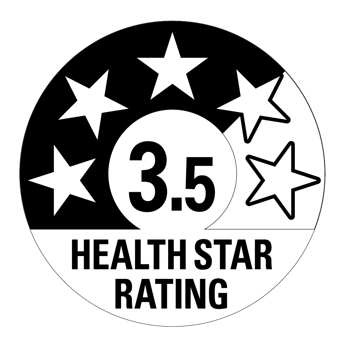 Health Star Rating displaying a 3.5 rating