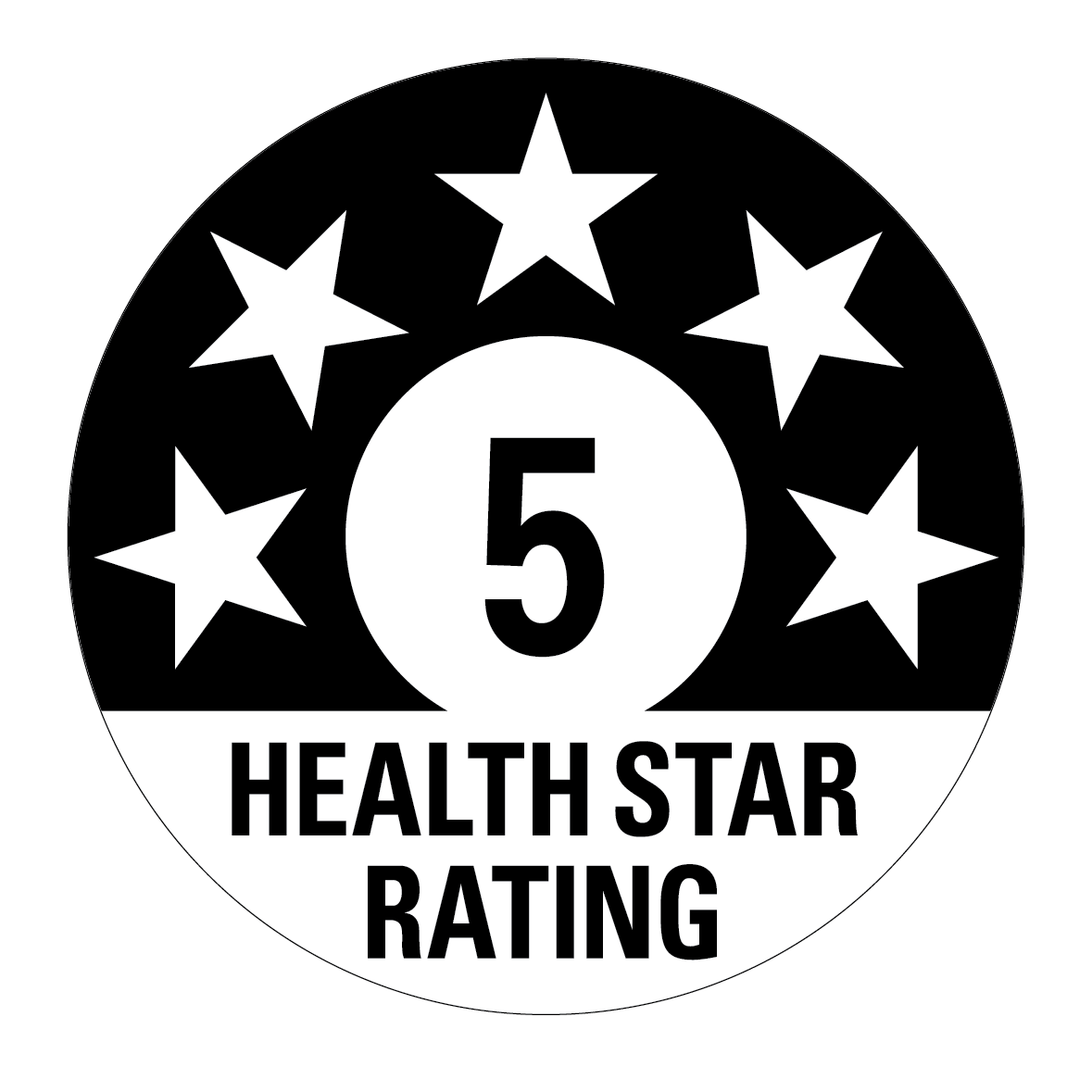 Health Star Rating displaying a 5 rating