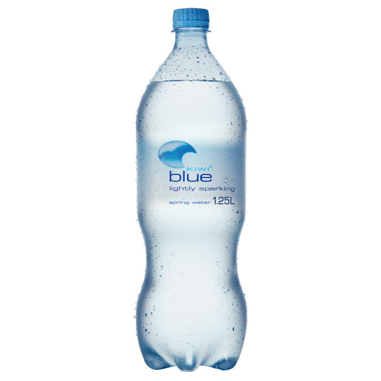 Kiwi Blue Lightly Sparkling Spring Water bottle