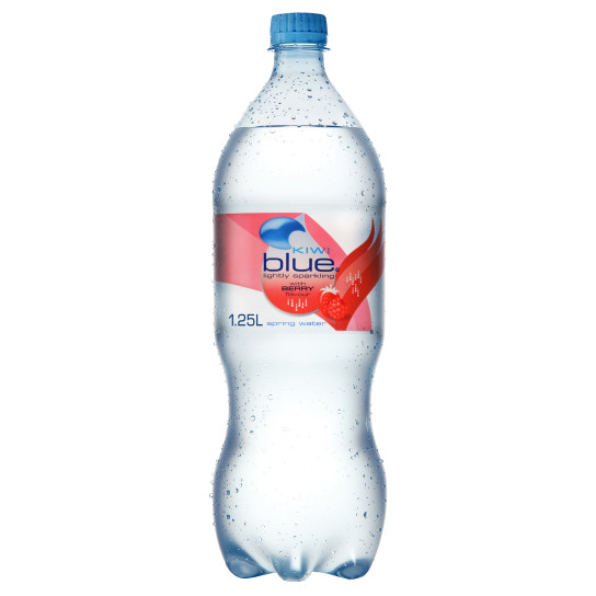 Kiwi Blue Lightly Sparkling Water Berry bottle