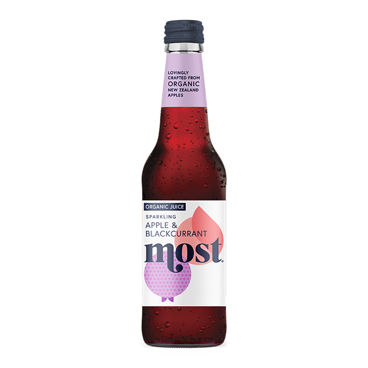 MOST Sparkling Apple and Blackcurrant Organic Juice bottle