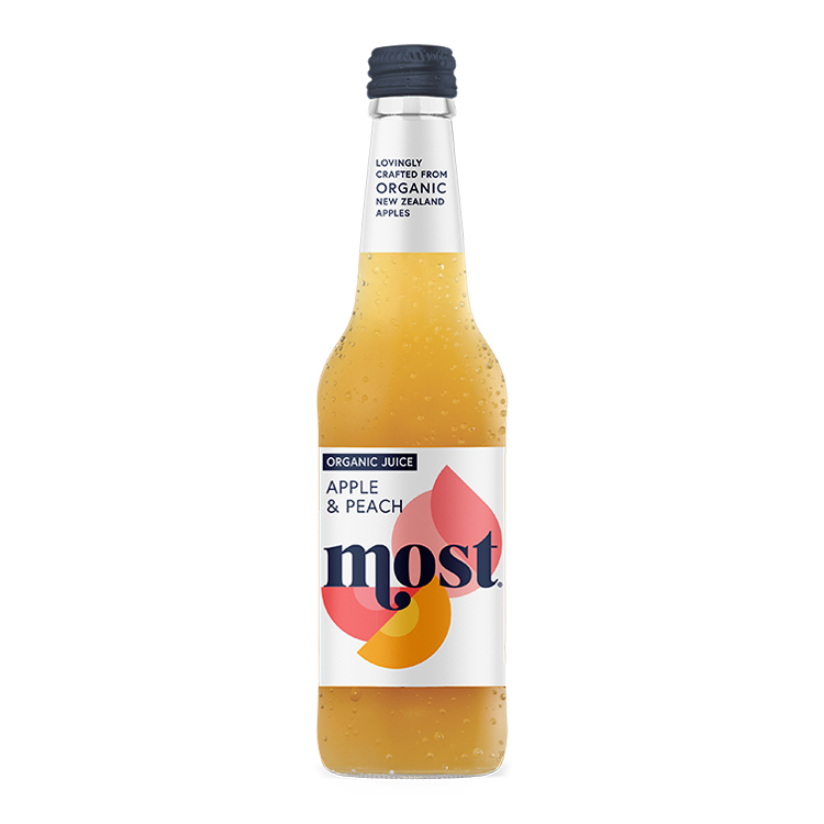 MOST Apple and Peach Organic Juice bottle